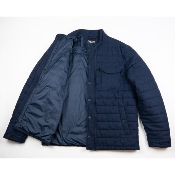 Faherty Teton Valley Jacket Men's XL Primaloft Quilted Full Zip Snap Navy Blue - Picture 1 of 14